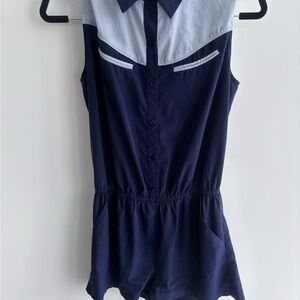 Forever 21 Navy and Light Blue Sleeveless Romper